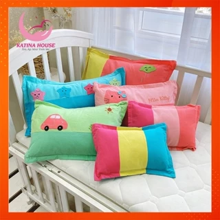 Gối ngủ cho bé sơ sinh và trẻ nhỏ, cotton cara mềm mại, thấm hút tốt, nhiều màu sắc họa tiết đắp hình dễ thương