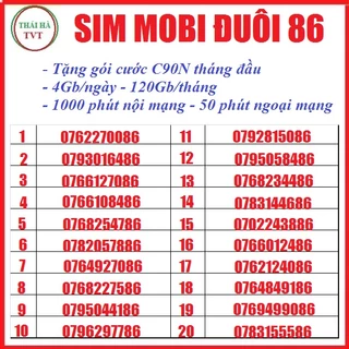 Sim 4G C90N đuôi 86 Phát lộc giá rẻ