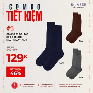 COMBO 3 : 3 Đôi Tất Sọc Đôi Nhỏ (3 Màu Sắc) - KLASSE Cotton Cao Cấp, Vớ Nam Nữ Thời Trang Công Sở