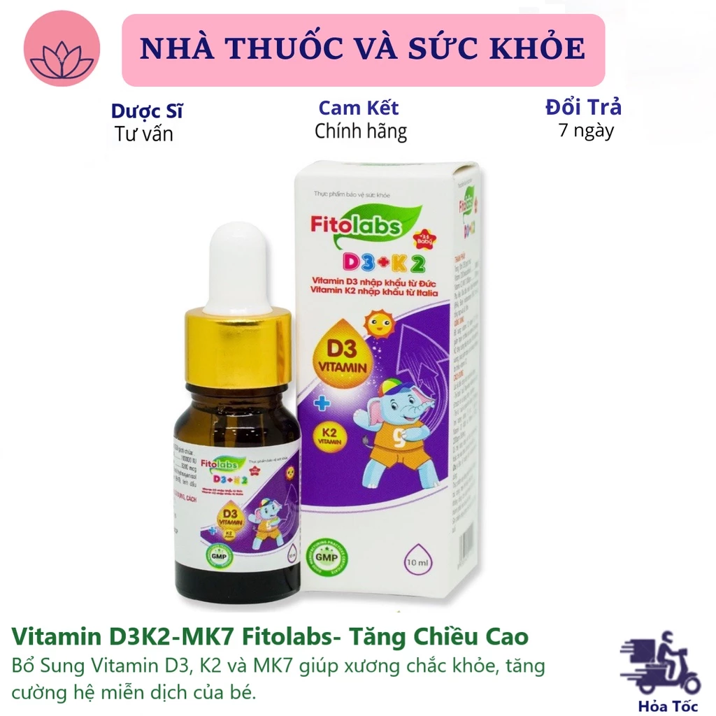 D3K2-MK7 Fitolabs Dạng Nhỏ Giọt Dễ Dùng, Giúp Bé Tăng Chiều Cao, Xương Chắc Khỏe Lọ 10ml