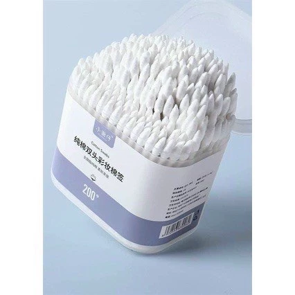 Hộp Tăm Bông 2 Đầu - Mỗi hộp 200 Cái Siêuu To Dùng Cả Năm Không Hết ạ Cotton Tiệt Trùng Chất