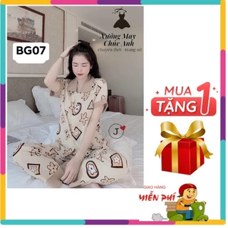 [BIGSIZE-62KG đến 75KG] Bộ quần áo nữ pijama tay ngắn/cộc quần dài chất lụa kate thái loại 1-xuongmaypijamachucanh