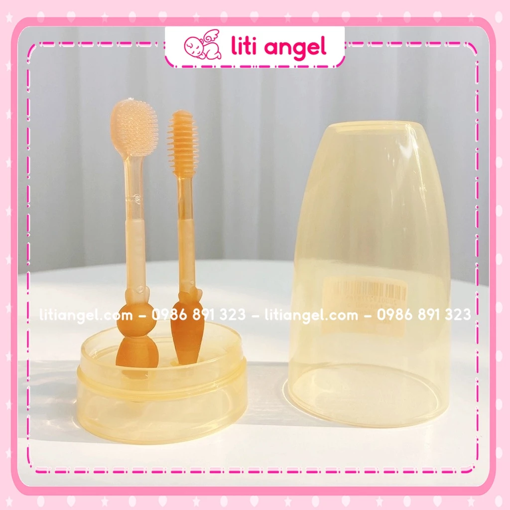 Set rơ lưỡi và bàn chải đánh răng silicon cho bé từ 0 - 18 tháng