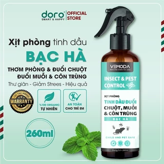 Xịt phòng tinh dầu đuổi chuột tinh dầu Bạc hà Vemoda dung tích 260ml - khử khuẩn, thơm phòng, đuổi kiến, đuổi chuột