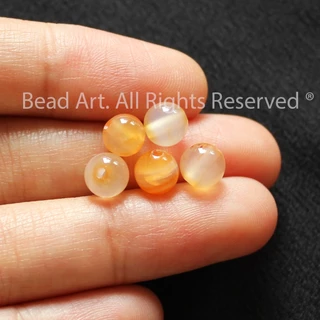 [1 Hạt] 6MM Đá Agate Đỏ Cam Nhạt, Hoả, Thổ, Phối Vòng Tay Phong Thuỷ, Chuỗi Hạt, Trang Sức S50 - Bead Art