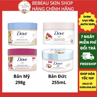 Tẩy Da Chết Dove Exfoliating Body Polish Đức Mỹ 225ml - Tẩy Tế Bào Chết Giúp Dưỡng Da Trắng Mịn Màng Macca & Lựu