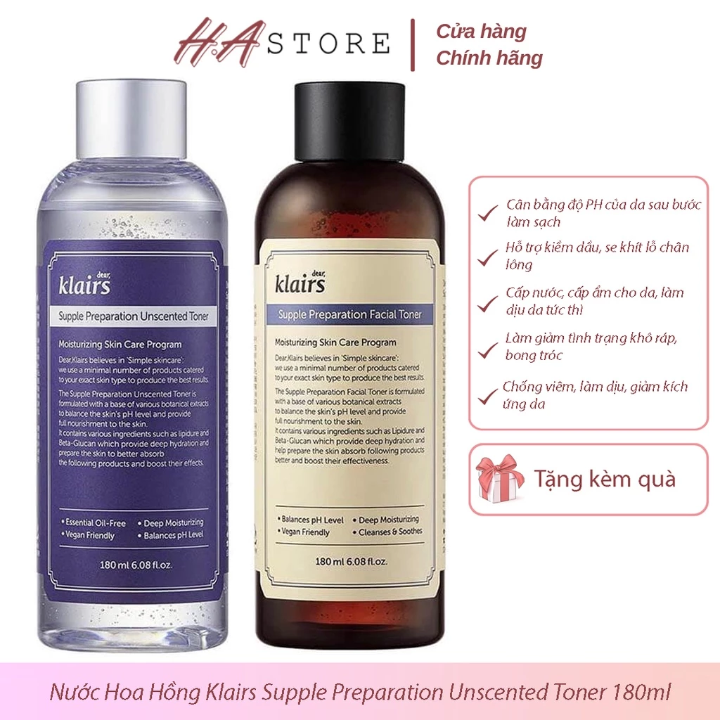 Nước Hoa Hồng Klairs Supple Preparation Unscented Toner 180ml