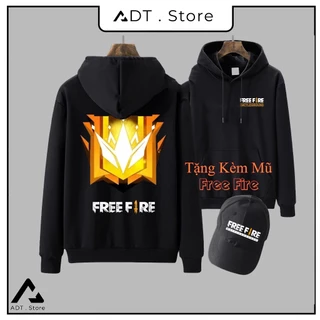 Áo Hoodie -2 màu đen và trắng free fire rank thách đấu [ TẶNG KÈM 1 NÓN ]  chất nỉ hình in sắc nét