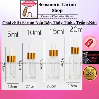 Chai chiết thủy tinh Serum 10ml , lọ chiết tinh dầu thủy tinh bóp giọt vàng 5ml-10ml-15ml