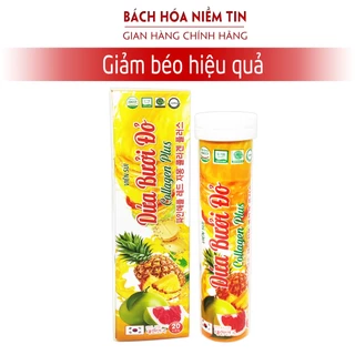 Viên Sủi Giảm Cân Dứa Bưởi Đỏ Collagen Plus - Bổ sung vitamin C Hỗ Trợ Giảm Cân An Toàn Hiệu Quả - Tuýp 20 viên