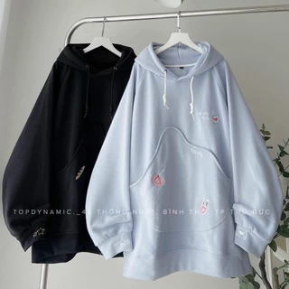 Áo Hoodie Nam Nữ chất nỉ có mũ túi kiểu thêu hình Cute