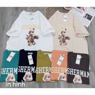 Áo sóc sherman chất cotton khô 3158 loại 1 form rộng nam nữ