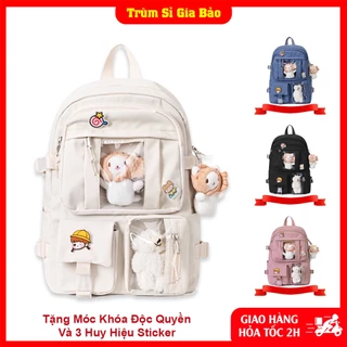 Cặp đi học nữ ulzzang thời trang basic, túi xách balo đẹp hàng cao cấp cho học sinh cấp 2 - 3, sinh viên tặng sticker