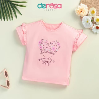 Áo cộc tay bé gái mùa hè DEROSA KIDS chất liệu cotton từ 2 đến 6 tuổi DSK23-039