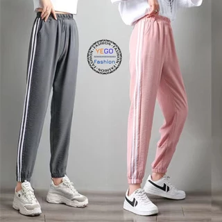 Quần Thể Thao Nữ YEGO Fashion Mặc Đi Chơi Bom Gấu Hai Rót Trơn Chất Thun Mát Kiểu Dáng Jogger Hàn Quốc