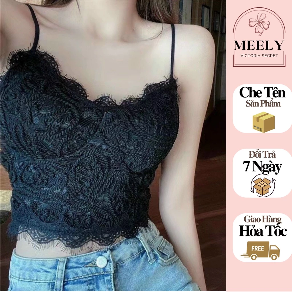 Áo bralete ren 2 dây, hoạt tiết hình xoắn ốc, dáng crotop siêu hot, có đệm mút giúp tôn vòng 1, bảng màu dễ phối