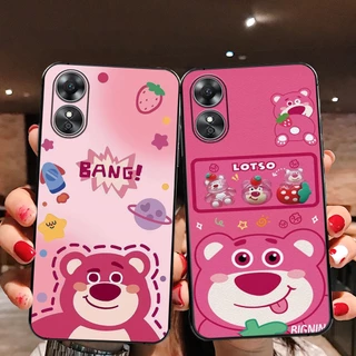 Ốp lưng Oppo A17 / A17K / A58 5G GẤU DÂU LOTSO đỏ cute đẹp siêu rẻ/mẫu ốp đẹp