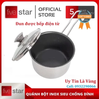 Quánh Nấu Bột Chống Dính và Không Chống Dính 3 Đáy Inox 430 Fivestar 12cm - 14cm Nắp Kính đun được bếp từ