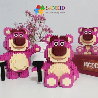 Mô hình lắp ráp Gấu Dâu Lotso hồng dễ thương Sankid