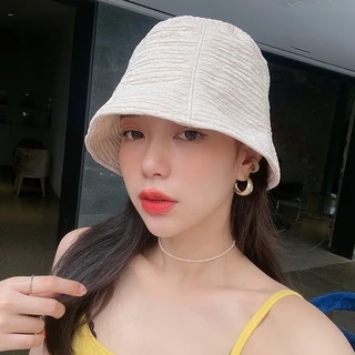 Mũ Bucket Nữ Cotton Chất Dập Nổi Ngang Phong Cách Hàn Siêu Hot Mũ2