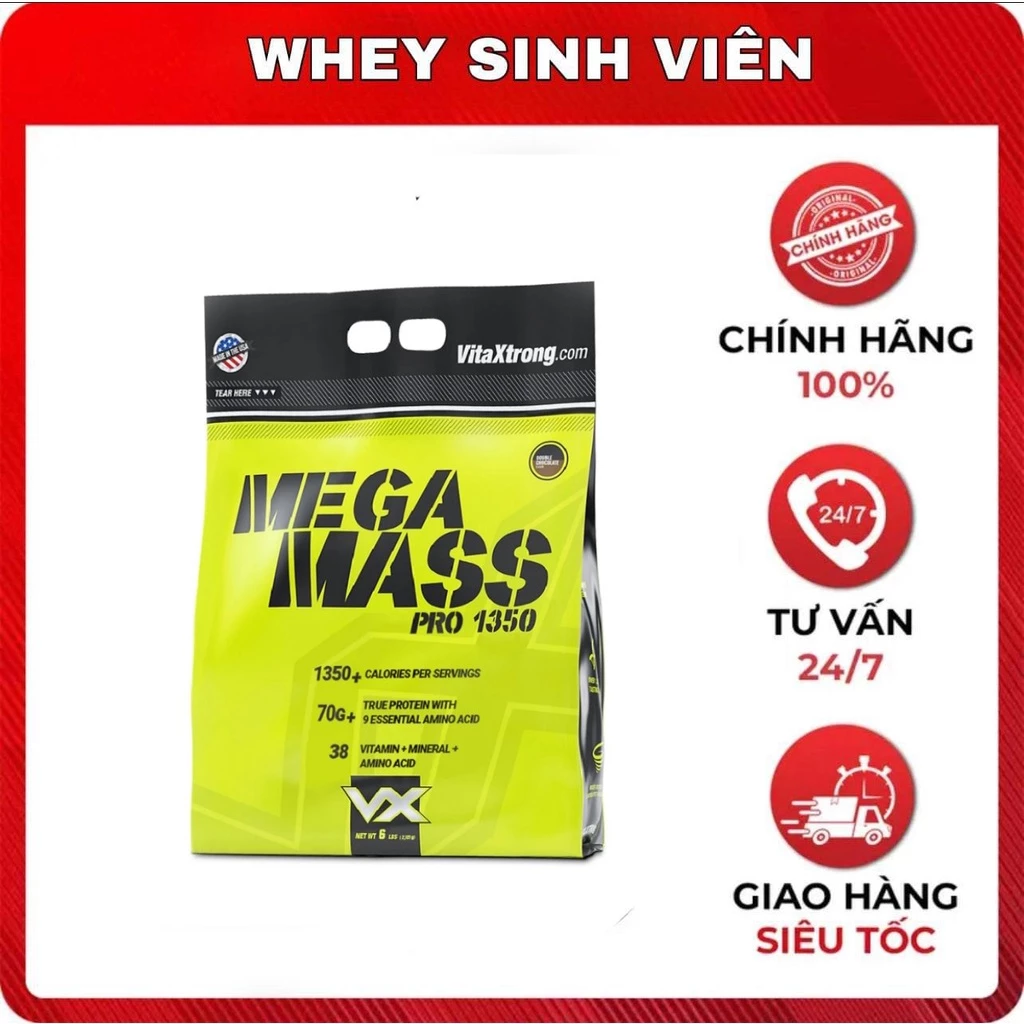 [GIÁ TỐT NHẤT)Thực Phẩm Bổ Sung Tăng Cân Cơ VitaXtrong Mega Mass Xtreme 1350 5.4kg TẠI WHEYSINHVIEN