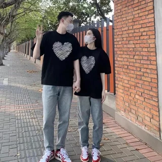 [ Rẻ vô địch ] Áo Thun Đôi Nam Nữ 3158 Cotton Khô Form Rộng Unisex , Áo aphoong Cặp Đôi In Hình Trái Tym