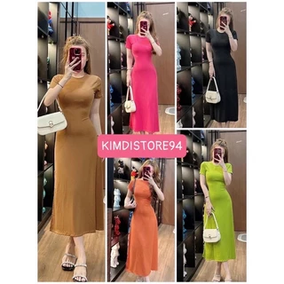 Đầm body / đầm xoè tay ngắn  xẻ tà dáng dài maxi bên cách điệu thời trang hot hiện nay