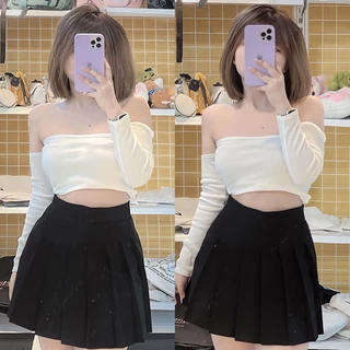 Áo Croptop Trễ Vai Tay Dài [Ảnh Thật] YUMI BÁN SỈ