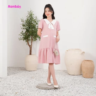 MOMBABY-Đầm bầu thiết kế mùa hè dáng cổ nơ cho mẹ bầu đi chơi và dự tiệc du lịch sang trọng-vh650