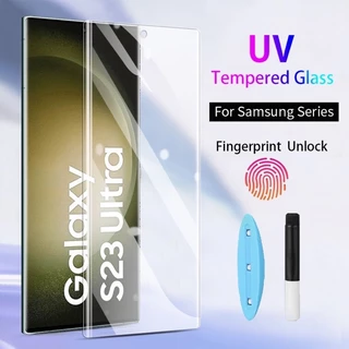 Dán kính cường lực UV cho Samsung S24 Ultra, S23/ S23 Plus/ S23 Ultra đổ keo nước soi đèn UV trong suốt bảo vệ máy