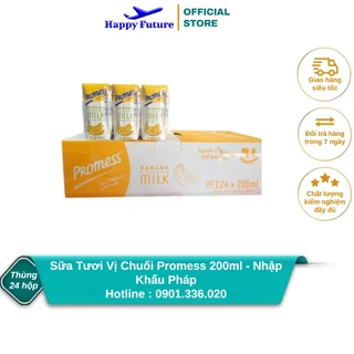 [Thùng 24 Hộp] Sữa Tươi Vị Chuối Promess 200ml - Nhập Khẩu Pháp