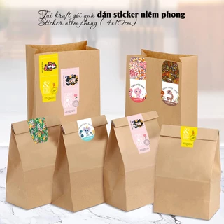 [Kèm sticker niêm phong] Túi giấy gói quà Kraft nâu 12x22x6CM - Giỏ quà tặng Vintage 💖 DIN Store 💖