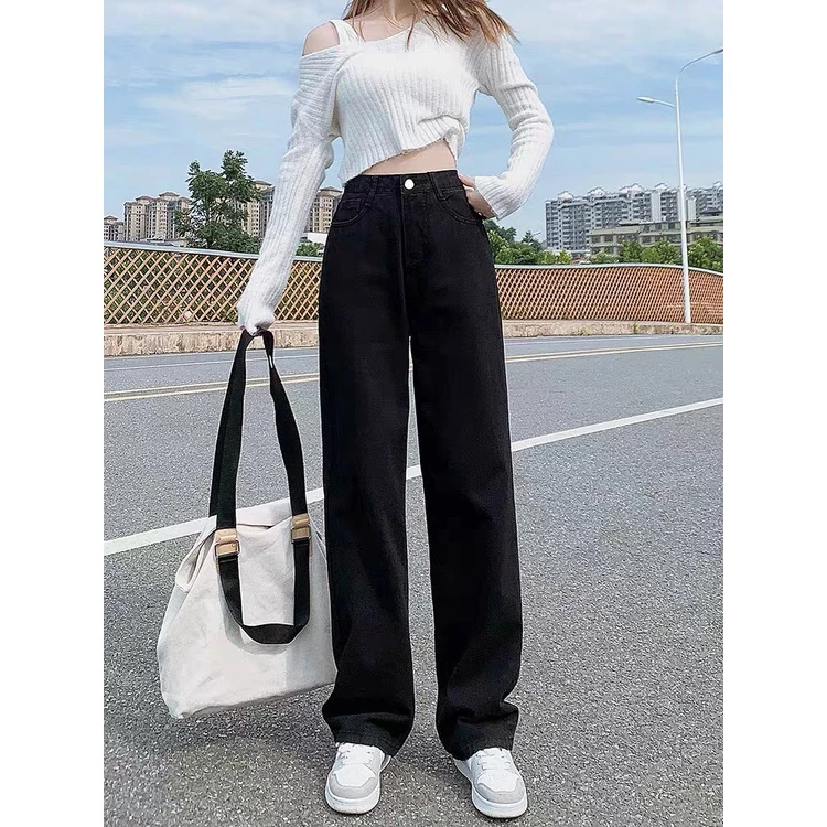 Quần Jean Nữ Ống Suông Màu Đen Bigsize Vải DENIM Hàng VNXK MS105DEN – 2KJeans