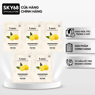 Combo 5 Mặt Nạ Tinh Chất Chanh Vàng Dưỡng Sáng Da Prettyskin Total Solution Essential Sheet Mask 23ml x5 - LEMON