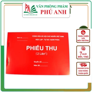 Phiếu thu 2 liên VPP PHÚ ANH