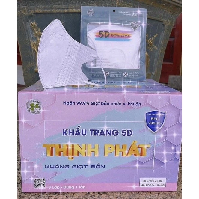 COMBO 50 Chiếc  Khẩu Trang 5D Thinh Phát, Hàng Cao Cấp Vải Không Dệt 3 Lớp Lọc Bụi