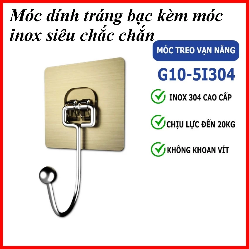 Móc dán Inox siêu chắc chắn,miếng dán tráng bạc PVC siêu dính