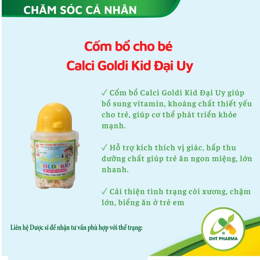 Cốm ăn ngon cho bé, cốm tiêu hóa, Cốm bổ cho bé  Calci Goldi Kid Đại Uy