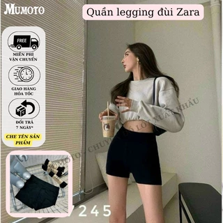 Quần legging đùi nâng mông Za.ra chất cotton dẻo quần sooc đùi biker ôm body nâng mông không cuộn LGC01