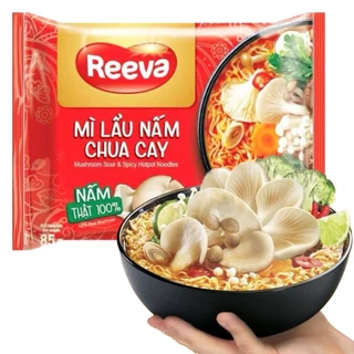 [ MÌ LẨU NẤM CHAY] Combo 6 gói Mì Reeva lẩu nấm chua cay gói 85g (Date mới 6 tháng)