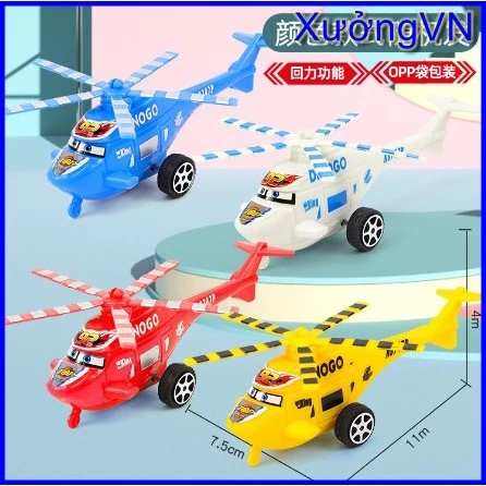 Mô hình trực thăng chiến đấu cơ mini chạy cót màu sắc tươi sáng - Đồ chơi cho bé