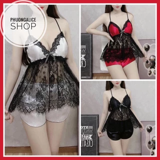 Đồ ngủ ren sexy quyến rũ, bộ ngủ 2 dây có mút mặc nhà mùa hè- Phuongaliceshop