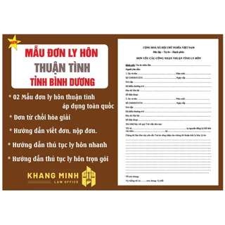 Đơn ly hôn thuận tình tỉnh Bình Dương 2023 + Đơn từ chối hòa giải + Hướng dẫn viết đơn