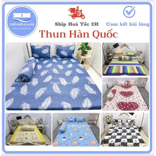 [link 2 ]Bộ Ga Thun Hàn Quốc mát lạnh 4 món (1ga + 2 vỏ gối nằm + 1 vỏ gối ôm)