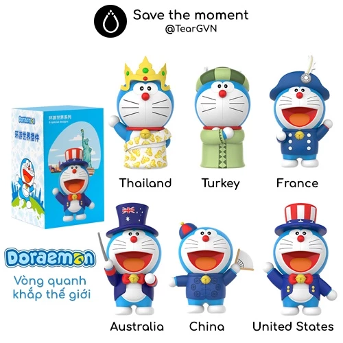 Mô hình Doraemon Doibear chính hãng chủ đề Doraemon vòng quanh thế giới Thái, Thổ Nhĩ Kỳ, Pháp, Úc, Trung Quốc, Mỹ