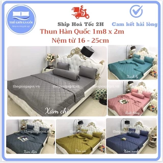 [Nệm cao 16-25cm] Bộ ga giường 1m8 x 2m Thun lạnh Hàn Quốc trơn 1 màu 4 món mát lạnh cao cấp