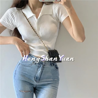 Áo Thun Dệt Kim Ôm Dáng Phong Cách Retro Đơn Giản Thời Trang Cho Nữ