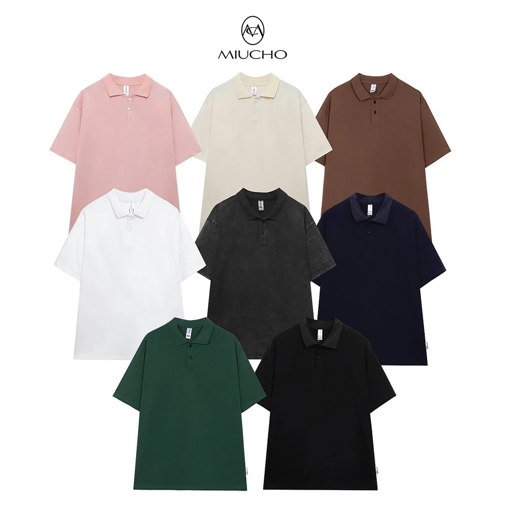 Áo Polo Unisex Trơn , Áo polo Basic Form Rộng Tay lỡ nam nữ mặc cực chất