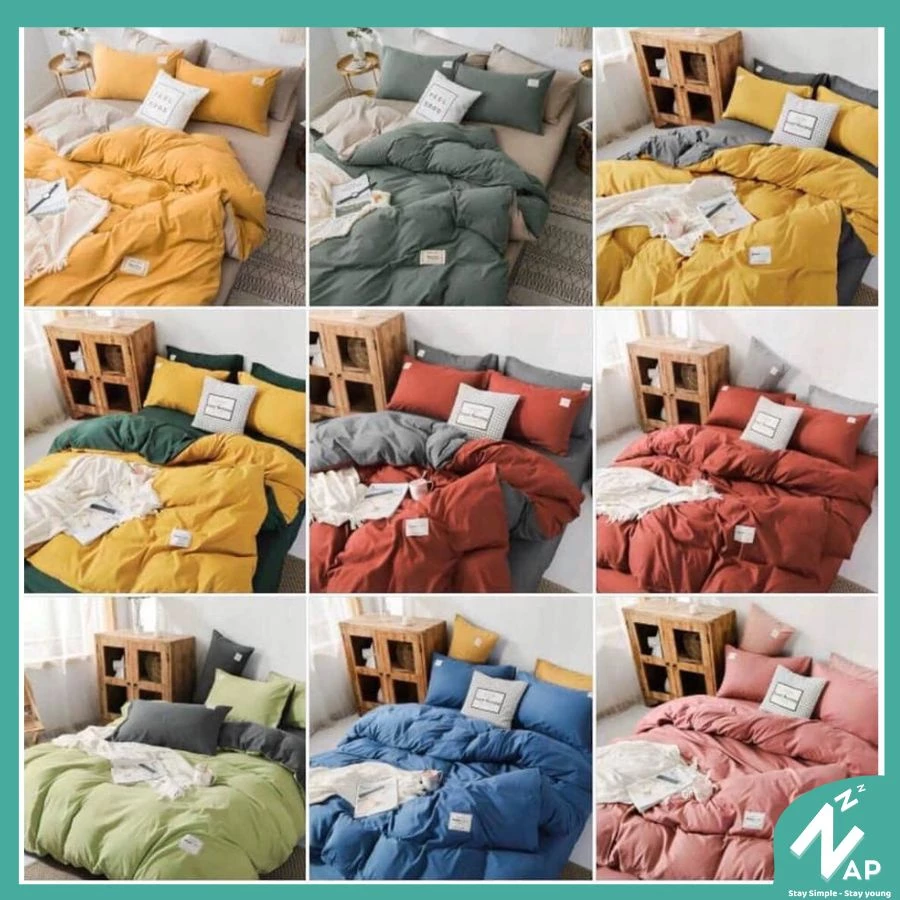 Bộ Vỏ Chăn Ga Gối 4 Món Cotton Tici Trơn Cao Cấp Nhập Khẩu Miễn Phí Bo Chun Cho Mọi Kt Ga