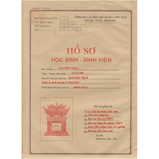 Combo 10 BỘ HỒ SƠ HỌC SINH ,SINH VIÊN GIẤY NÂU KÈM RUỘT - HÀNG CHUẨN